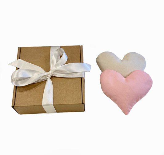 Lavender and Flaxseed 100% Organic Cotton Hearts Gift Set